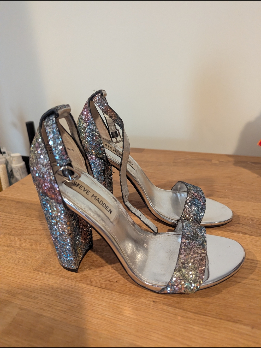 Steve Madden Women's Multicolor Glitter Block Heel Sandals